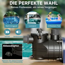 XPOtool Poolpumpe schwarz 13800 l/h