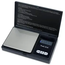 Intirilife Digitale Feinwaage in SCHWARZ - 12.8x7.8x1.9 cm - Wiegefläche 6.5x7.5 cm - Präzise 200g  Taschenwaage mit Tara Funktion LCD-Display