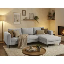 TRENDMANUFAKTUR Ecksofa Cord 2-Sitzer Grau