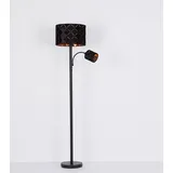 GLOBO Stehleuchte Leselampe Stehlampe Wohnzimmer Stehleuchte Leseleuchte Deckenfluter Schwarz Gold, Leselampe flexibel Dekorstanzungen, 1x E27 1x E14, DxH 35 x 162 cm