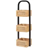 [en.casa] - Badezimmerregal Tervola 73x23x19 cm Schwarz/Bambus