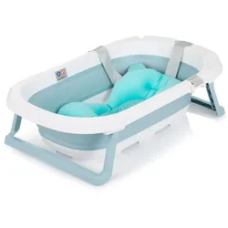 Chipolino Babywanne Isla mit Badekissen faltbar, integrierter Wasserablauf blau