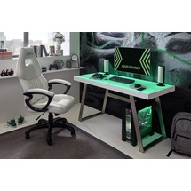 MCA Furniture Schreibtisch Tiflis mit LED Beleuchtung inkl. Fernbedienung, Breite 140 cm, weiß