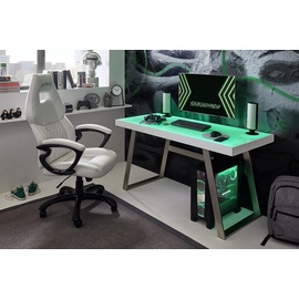 MCA Furniture Schreibtisch Tiflis mit LED Beleuchtung inkl. Fernbedienung, Breite 140 cm, weiß