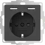 2USB 2U-449351 Unterputz-Steckdose VDE, mit USB, erhöhter Berührungsschutz IP20 Anthrazit
