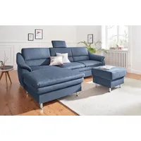 Ecksofa SIT & MORE "Cardoso L-Form", blau, B:264cm H:90cm T:162cm, Luxus-Microfaser 2 (100% Polyester), Luxus-Microfaser ALTARA NUBUCK (100% Polyester), Luxus-Microfaser 1 (100% Polyester), Sofas, mit Federkern, wahlweise mit Bettfunktion