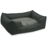 BedDog Hundebett Mimi, Hundesofa aus Cordura, Microfaser-Velours, waschbares Hundebett Vier-eckig mit Rand, Hundekissen für drinnen, draußen, L, grau