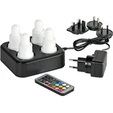 Duni LED Set wiederaufladbar mehrfarbiges Licht 4er 70 x 40 mm, warm white & multicolour 66141 | Packung 1 Stück)