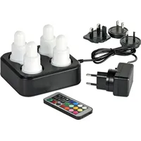 Duni LED Set wiederaufladbar mehrfarbiges Licht 4er 70 x 40 mm, warm white & multicolour 66141 | Packung 1 Stück)