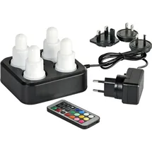Duni LED Set wiederaufladbar mehrfarbiges Licht 4er 70 x 40 mm, warm white & multicolour 66141 | Packung 1 Stück)
