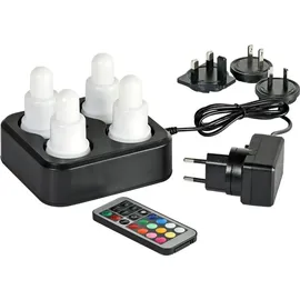 Duni LED Set wiederaufladbar mehrfarbiges Licht 4er 70 x 40 mm, warm white & multicolour 66141 | Packung 1 Stück)