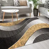 Mazovia Modern Teppich - Kurzflor - Teppich für Wohnzimmer, Schlafzimmer, Esszimmer - ÖKO-TEX Wohnzimmerteppich, Robust und pflegeleicht, Niedrige Florhöhe – Teppiche - grau gelb 160 x 220 cm