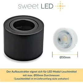 Sweet Led Aufbaustrahler Flach 50mm Alu 230V 4x Aufbauspots schwarz rund Deckenleuchte Ø Schwarz