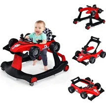 Costway 4 in 1 Lauflernwagen Mit Einstellbarer Hoehe Und Geschwindigkeit, Baby Walker Mit Musikbox Und Licht, Für Jungs Und Maedchen, Alter Von 6 - 18 Monaten