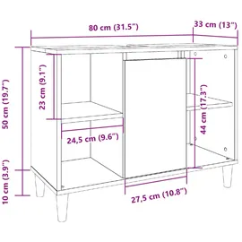 vidaXL Badschrank Altholz-Optik 80x33x60 cm Holzwerkstoff