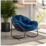 HAUSS SPOLE Sofa Relaxsessel Posterstuhl Loungesessel mit dicke Polsterung, Blue, Bequemer Rattan-Schaukelstuhl mit gepolstertem Sitz – Ergonomisches Design, wetterfest, perfekt für Garten, Terrasse und Wohnzimmer