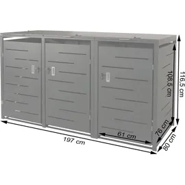 MCW Mülltonnenverkleidung E83 197 x 80 x 116 cm silber