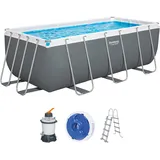 Bestway® Power SteelTM Frame Pool Set mit Sandfilteranlage 412 x 201 x 122cm,grau