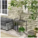 furnicato Gartentisch Balkontisch aus Polyrattan 100L x 50B x 74H cm in Grau, Wetterfester Outdoor-Tisch mit stabilem Metallgestell für den Garten grau