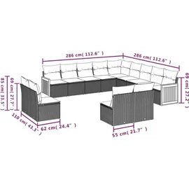 vidaXL Gartensofa-Set 13-tlg. grau Polyrattan