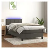 vidaXL Boxspringbett mit Matratze & LED Dunkelgrau 100x200 cm Samt