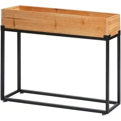 Mendler Hochbeet HWC-L32, Pflanzkasten Blumenkasten Gemüsebeet, Holz-Stahl 62x80x16cm ~ Gestell schwarz, naturfarben