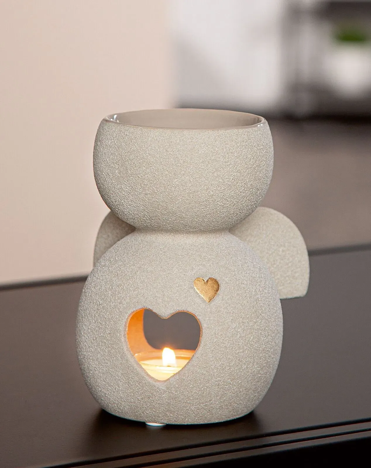 Duftlampe Engel Heart grau mit Grußkarte