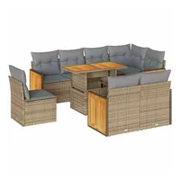 vidaXL Garten-Sofagarnitur 9-tlg. Loungeset beige