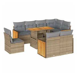 vidaXL Garten-Sofagarnitur 9-tlg. Loungeset beige