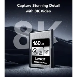 Lexar Professional SILVER Series CFexpress Typ A Karte 160GB - Bis zu 800 MB/s Lesen, VPG200, 8K Video CF Speicherkarte - Kompatibel Mit Sony Alpha/Sony FX Kameras (LCAEXSL160G-RNENG)