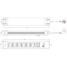 Bachmann Steckdosenleiste 2 m Grau 6 St.