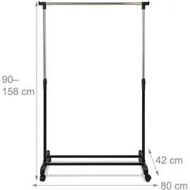 Relaxdays Kleiderständer höhenverstellbar 90–158 cm Schwarz/Silber