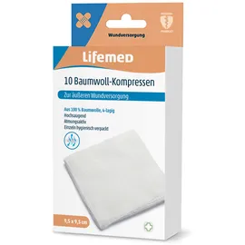 Lifemed Baumwoll-Kompressen 9,5 x 9,5 cm 10 St.