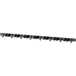 TOJ Besenhalter und Gartengerätehalter - Wandorganizer mit 7 Haltern und 8 Haken - 82CM - Edelstahl - Matt Schwarz