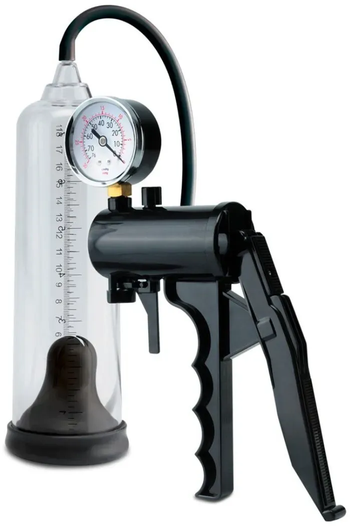 Penispumpe 'Max-Precision Power Pump' | Manometer mit Sicherheitsventil, Mess-Skala Pumpset! Pumpe 1 St transparent