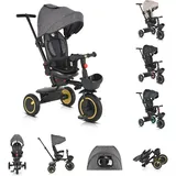 Byox Dreirad Tricycle Orion faltbar, PU-Reifen, drehbarer Sitz, Schiebestange gelb
