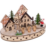 Myflair Möbel & Accessoires Weihnachtsdorf »Winterlandschaft, Weihnachtsdeko«, Spieluhr mit Musik, aus Holz, Höhe ca. 15 cm, braun