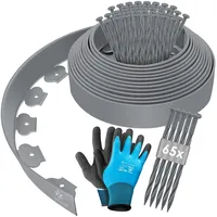 Kesser KESSER® Flexible Rasenkante aus Kunststoff Länge 10m Höhe 5cm, mit 50 Erdanker + Handschuhe, Beeteinfassung Beetumrandung Beetbegrenzung Mähkante Pflastersteine Palisade