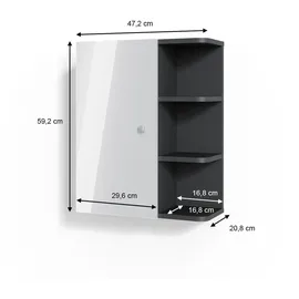 Vicco Badschrank Weiß Hochglanz, 47.2 x 59.2 cm