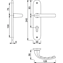 HOPPE Tôkyô Langschildgarnitur Aluminium grau 1710/273P