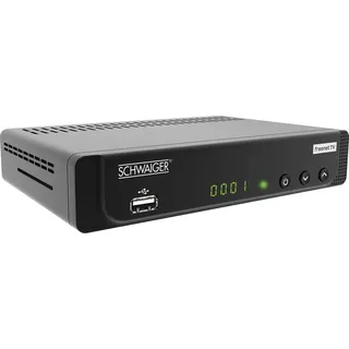 SCHWAIGER 662252 SAT-Receiver DVB-T2 Full HD Satelliten-Reciever Antenne terrestrisch digital Internetradio Mediaplayer HDMI Koax Scart USB