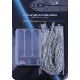 LINDER EXCLUSIV LED-Lichterkette Batterie 4,35 m warmweiß Transparent