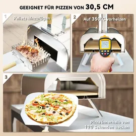 Outsunny Outdoor Pizzaofen silber