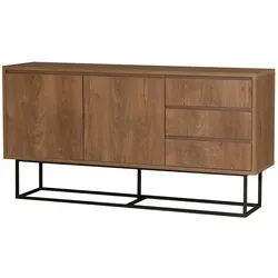 Dmora Konsolentisch Dicesar, Ausziehbarer Mehrzwecktisch, Eingangskonsole, Regal mit Erweiterungen, 140x36h72 cm, Walnuss und Schwarz