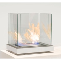 Radius Design Top Flame Ethanol Kamin 1,7 l Brennkammer | weiß / Edelstahl matt