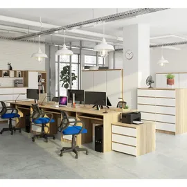 Akord Clp In Der Farbe Sonoma-eiche mit 3 Schubladen, Rechteckig,Rechteckig, 135x77x60 cm, Arbeitszimmer, Schreibtische, Computertische
