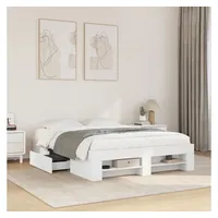 VidaXL Bettgestell Weiß 135x190 cm Holzwerkstoff