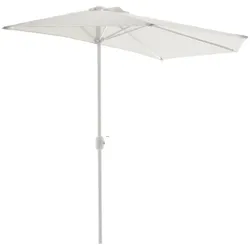 VCM Sonnenschirm   Maße ca. 2,7x1,4 m   Schirm mit Kurbel   Rechteckschirm   Sonnenschutz halbrund   Weiß