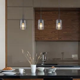 GLOBO Pendelleuchte Kammi 3-flammig Schwarz matt-Rauchfarben 770 x 130 x 1200 mm