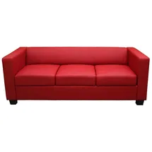 Mendler 3er Sofa Couch Loungesofa Lille ~ Kunstleder, rot